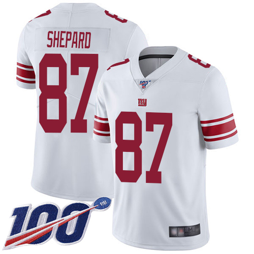 Men New York Giants #87 Sterling Shepard White Vapor Untouchable Limited Player 100th Season Football NFL Jersey